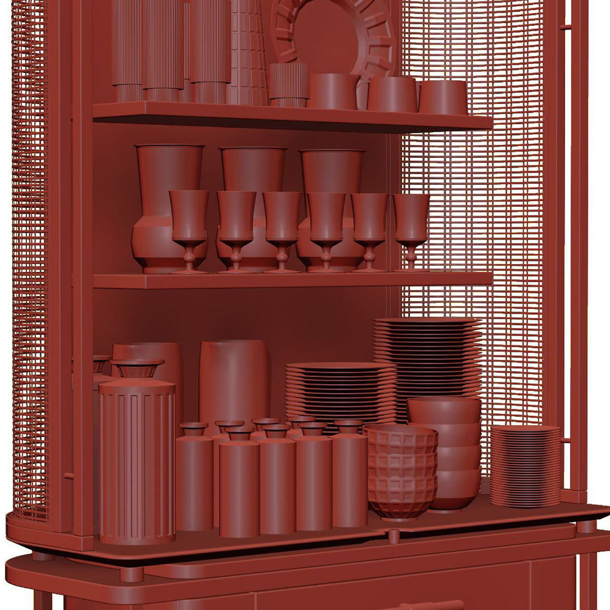 Katty modern sideboard with dishes by Bpoint Design  3D model_5