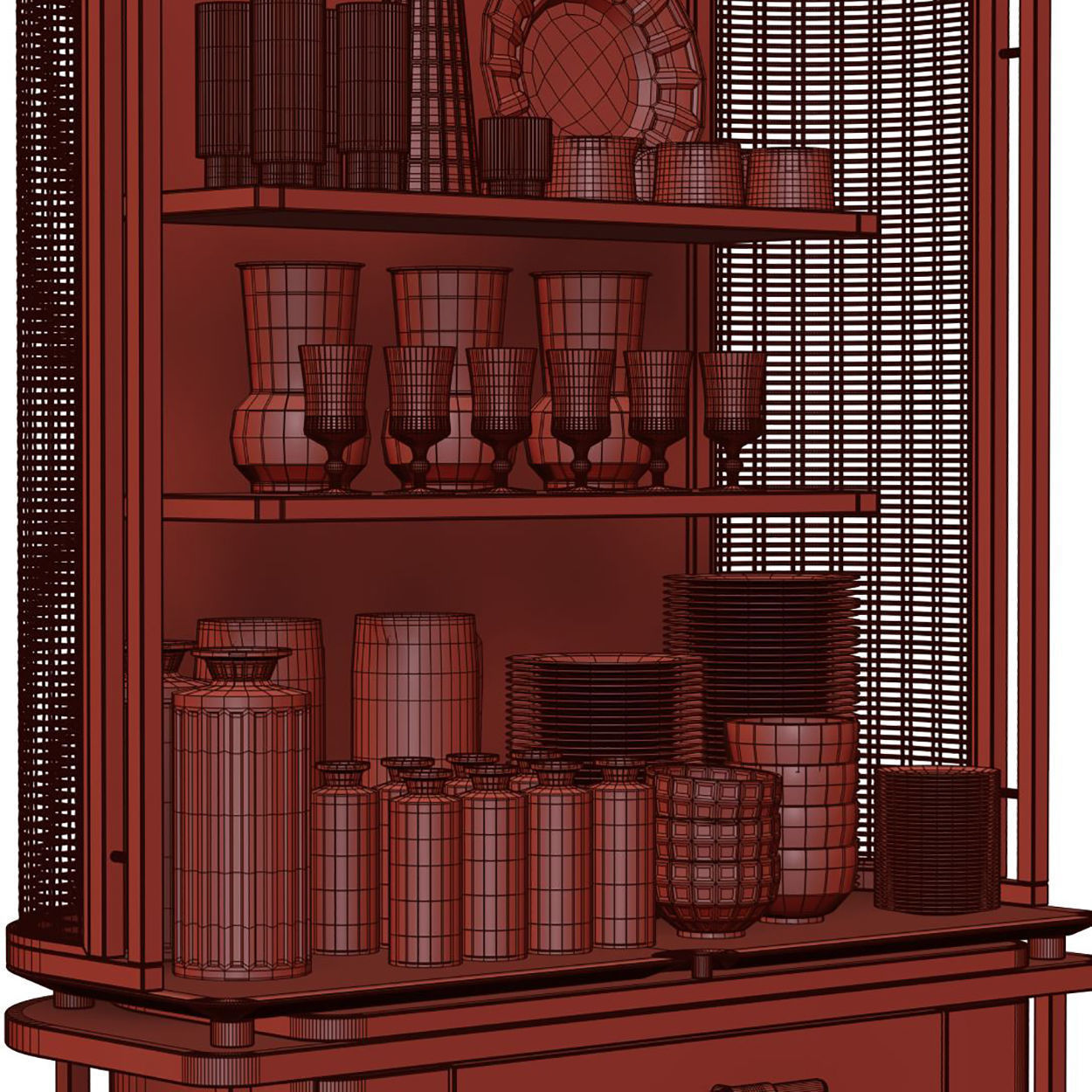 Katty modern sideboard with dishes by Bpoint Design  3D model_6