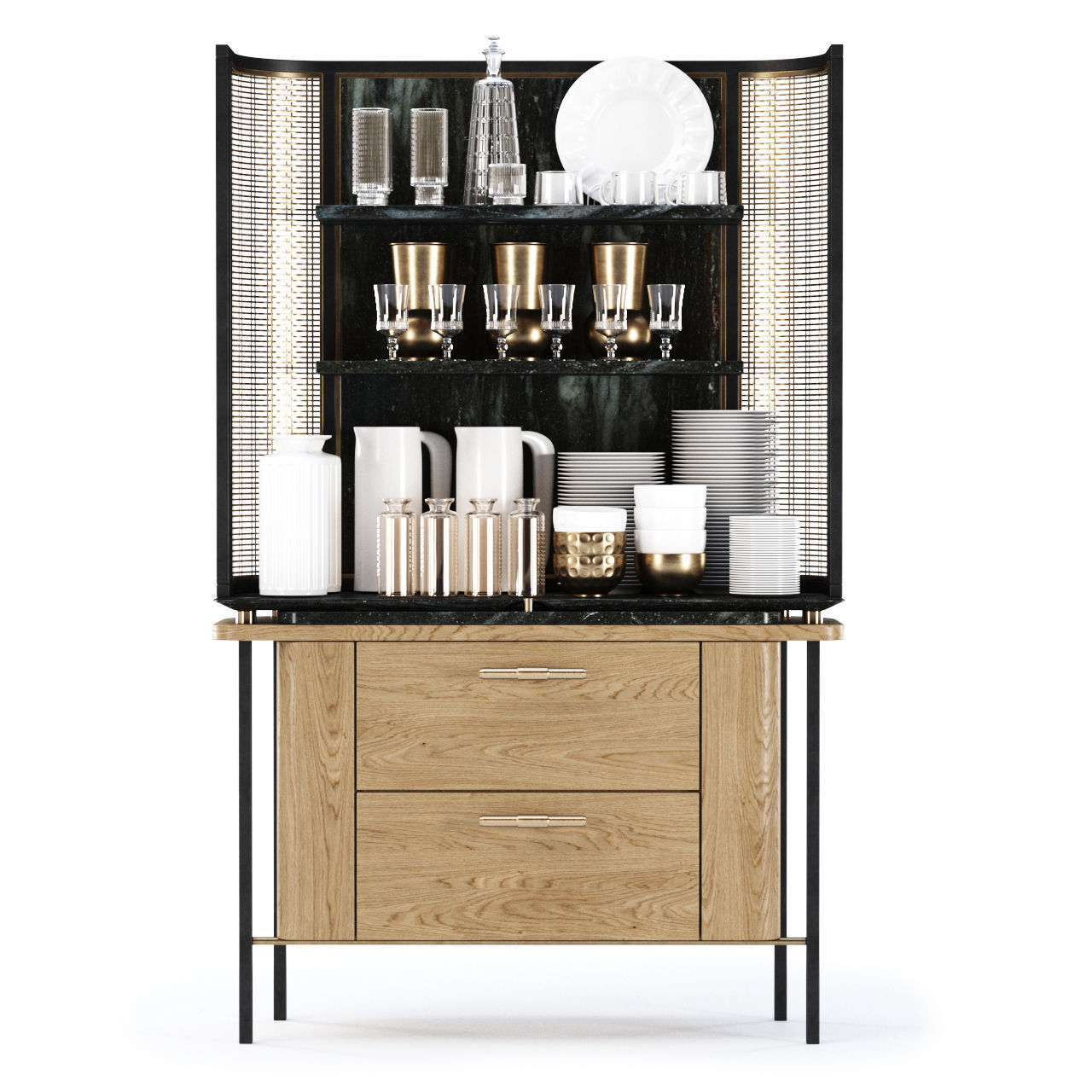 Katty modern sideboard with dishes by Bpoint Design  3D model_4