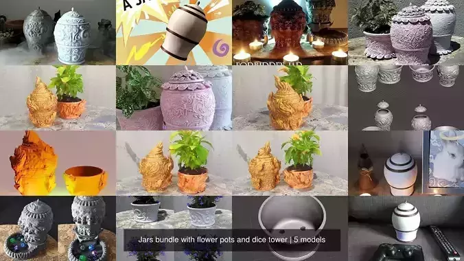 Jars bundle with flower pots and dice tower