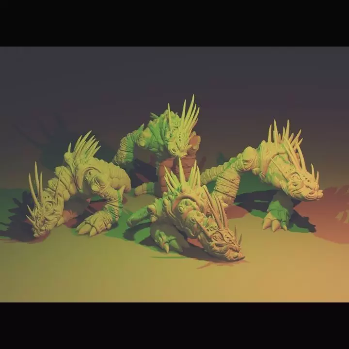 Dino cannibal chicken dogs - Pre-supported 3D print model