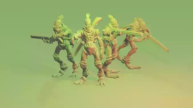 Dino cannibal chickens - Pre-supported 3D print model