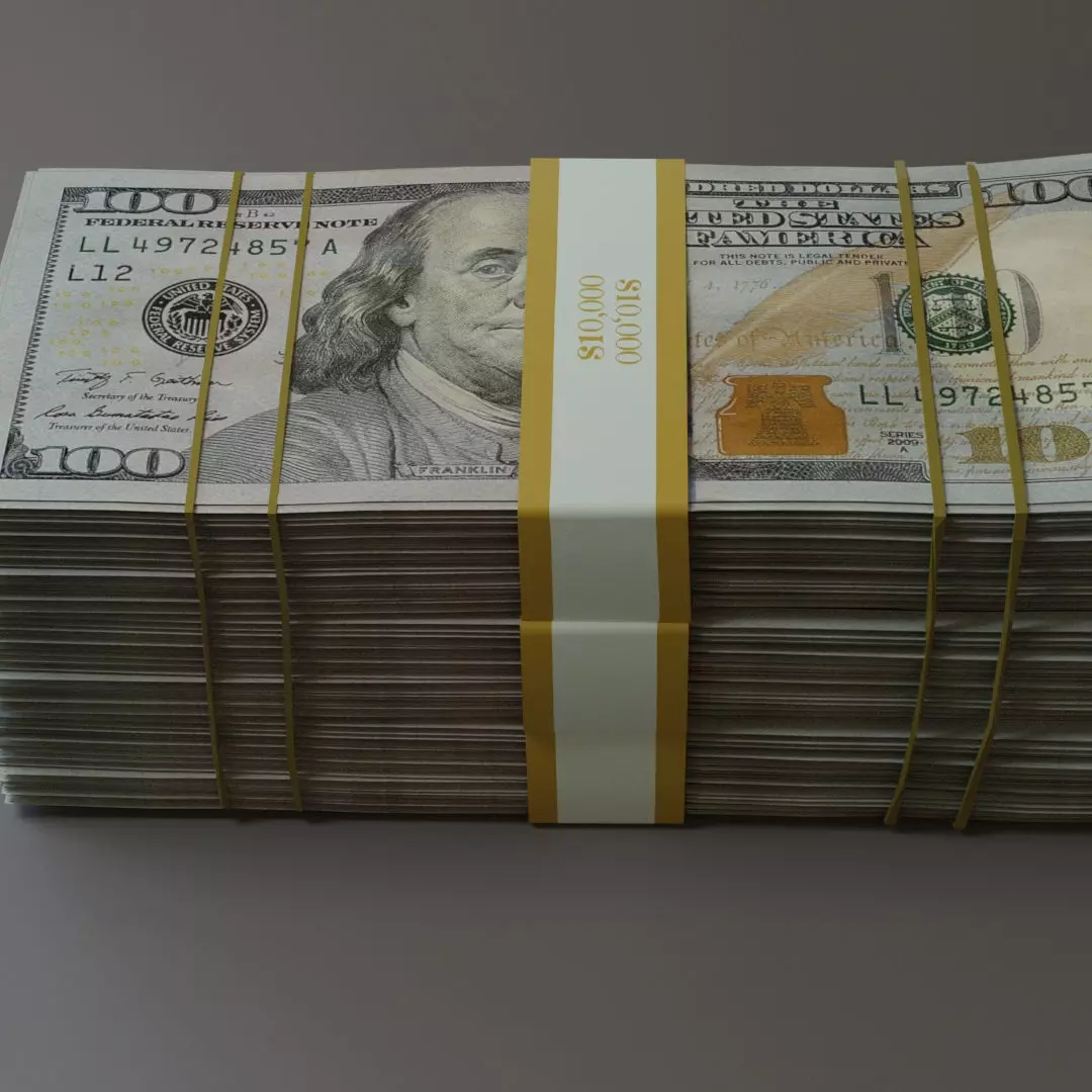 big bundle of dollars 3d model Low-poly 3D model_0