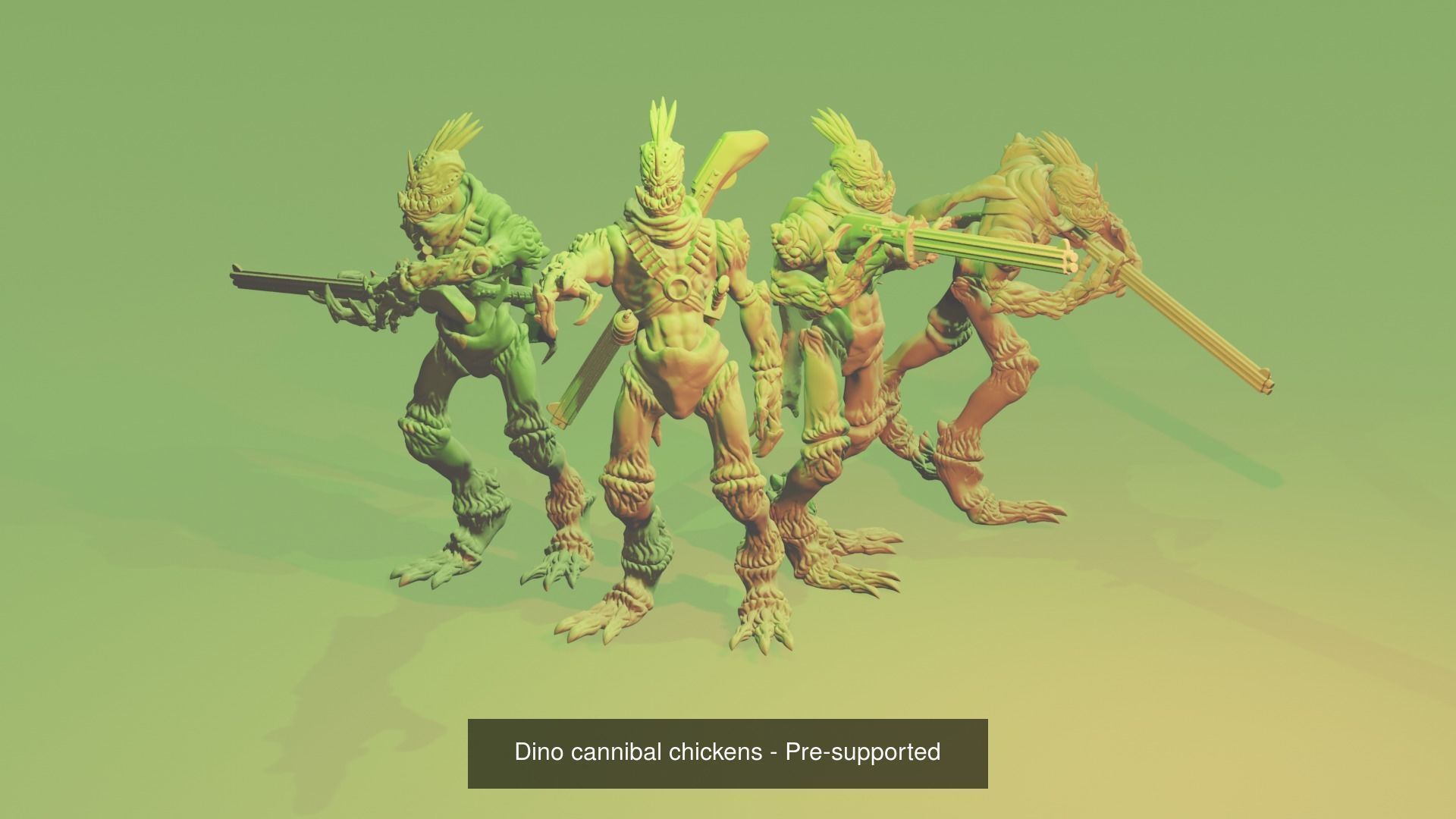 Dino cannibal chickens - pre-supported 3D Model Collection_7