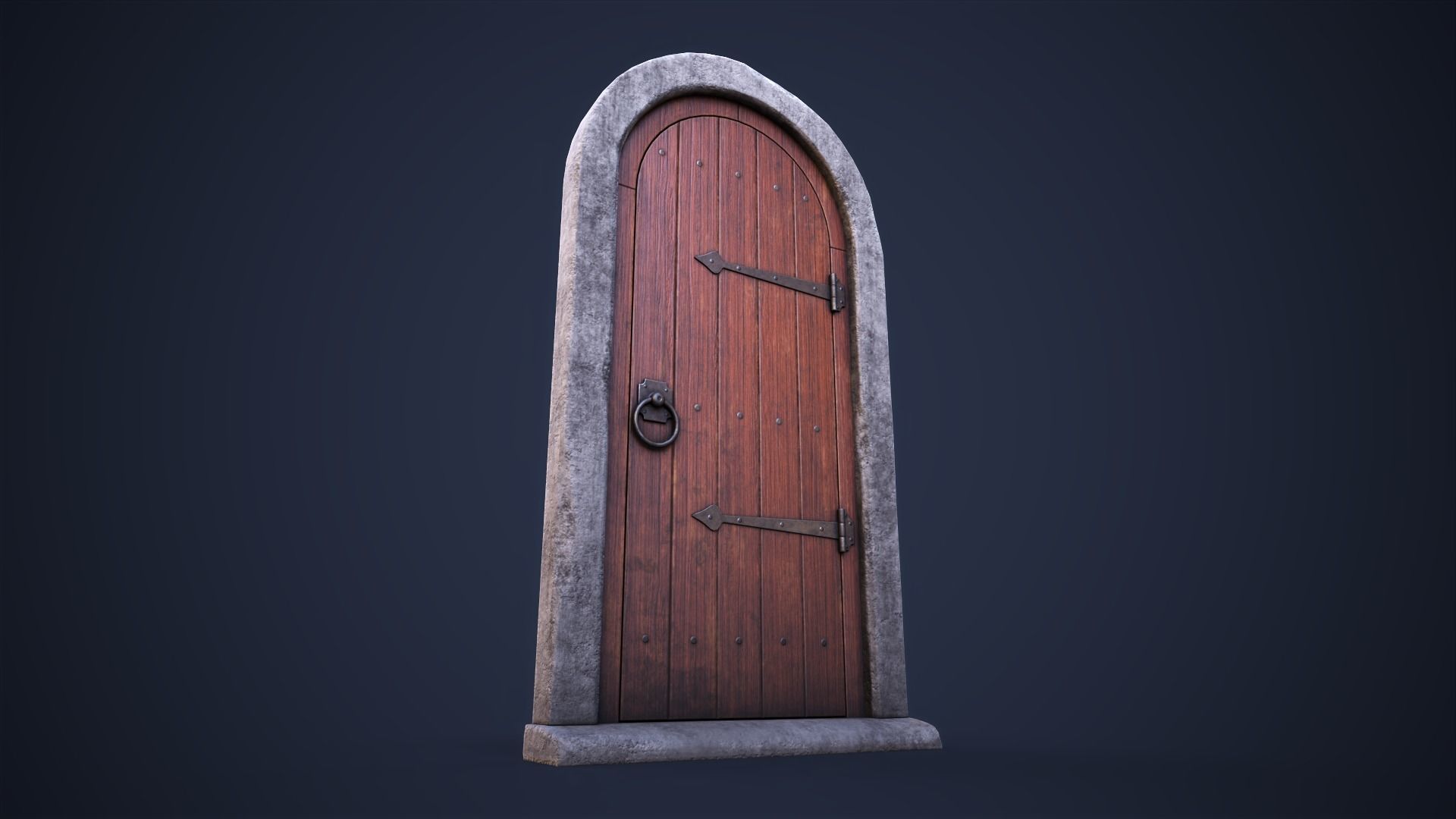 Old front small door Low-poly 3D model_7