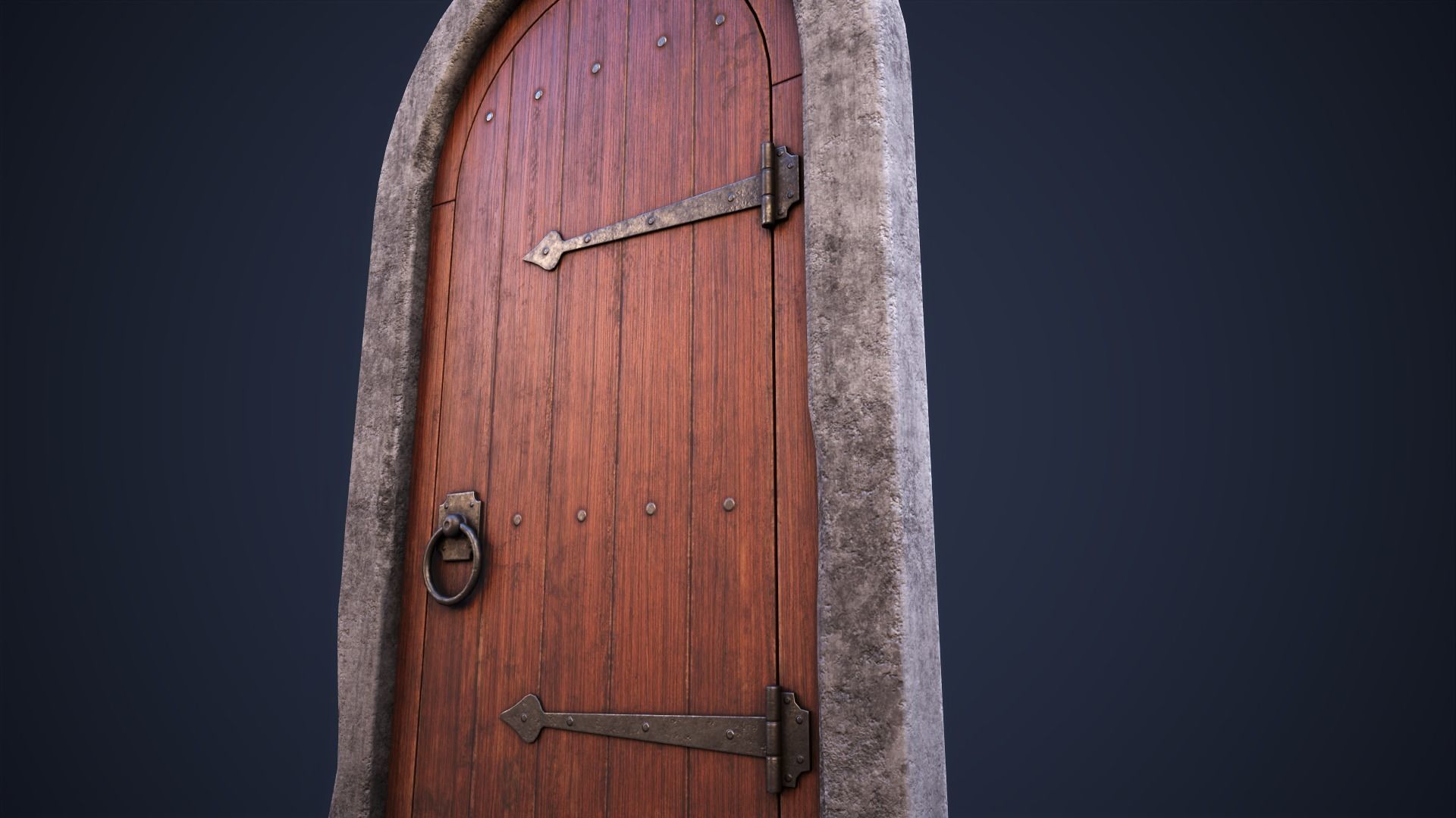 Old front small door Low-poly 3D model_6