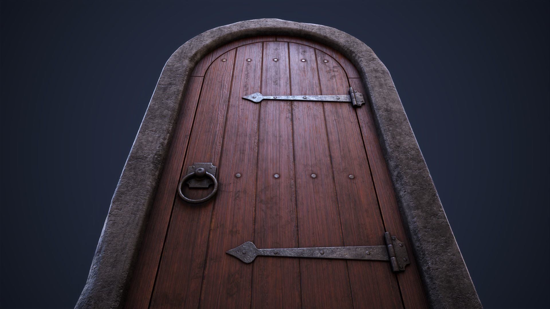 Old front small door Low-poly 3D model_4