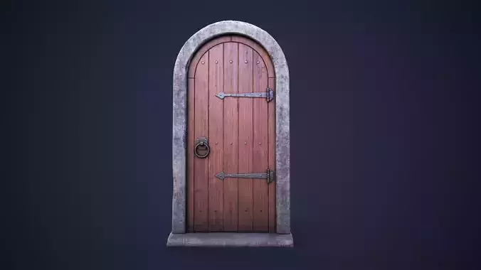 Old front small door Low-poly 3D model