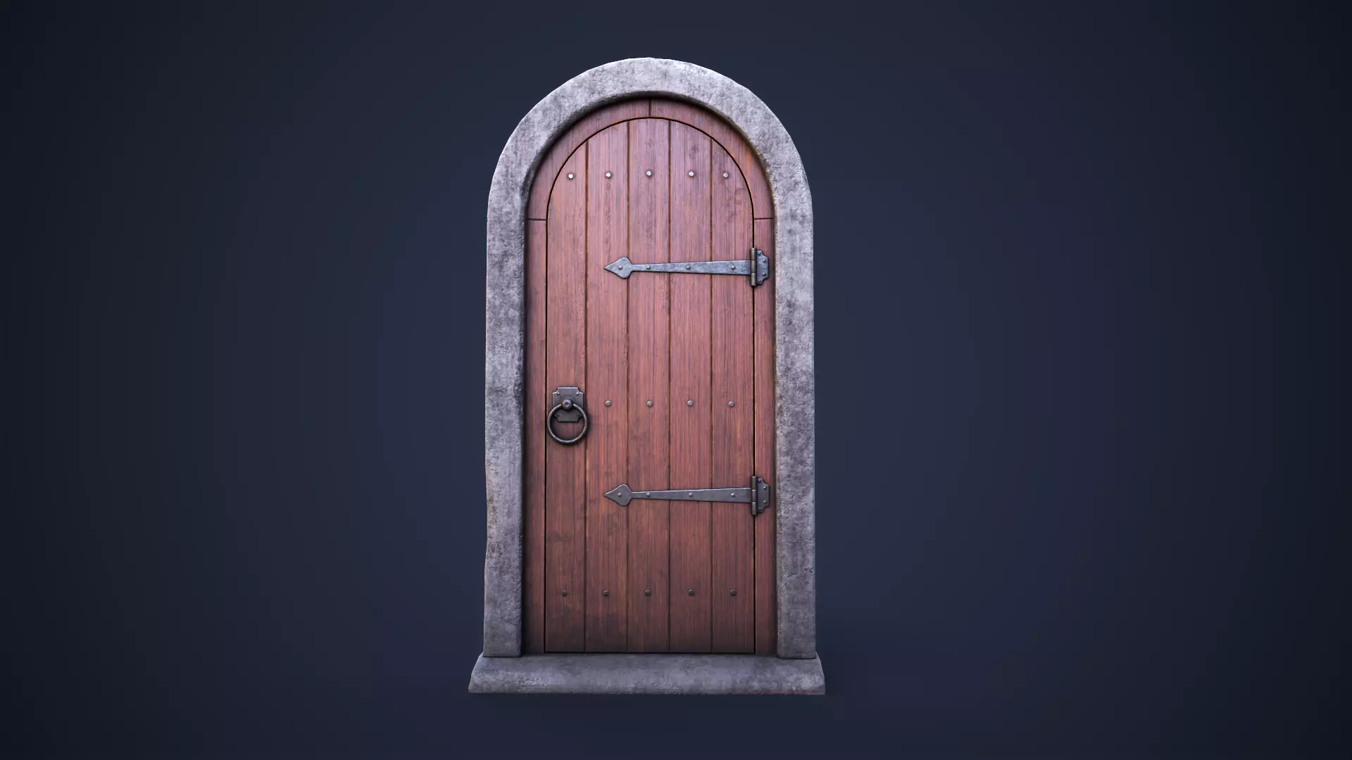 Old front small door Low-poly 3D model_0