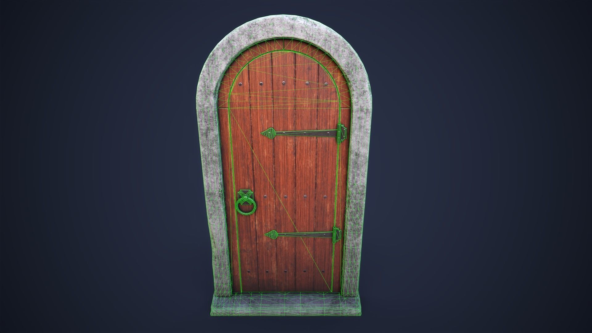 Old front small door Low-poly 3D model_9