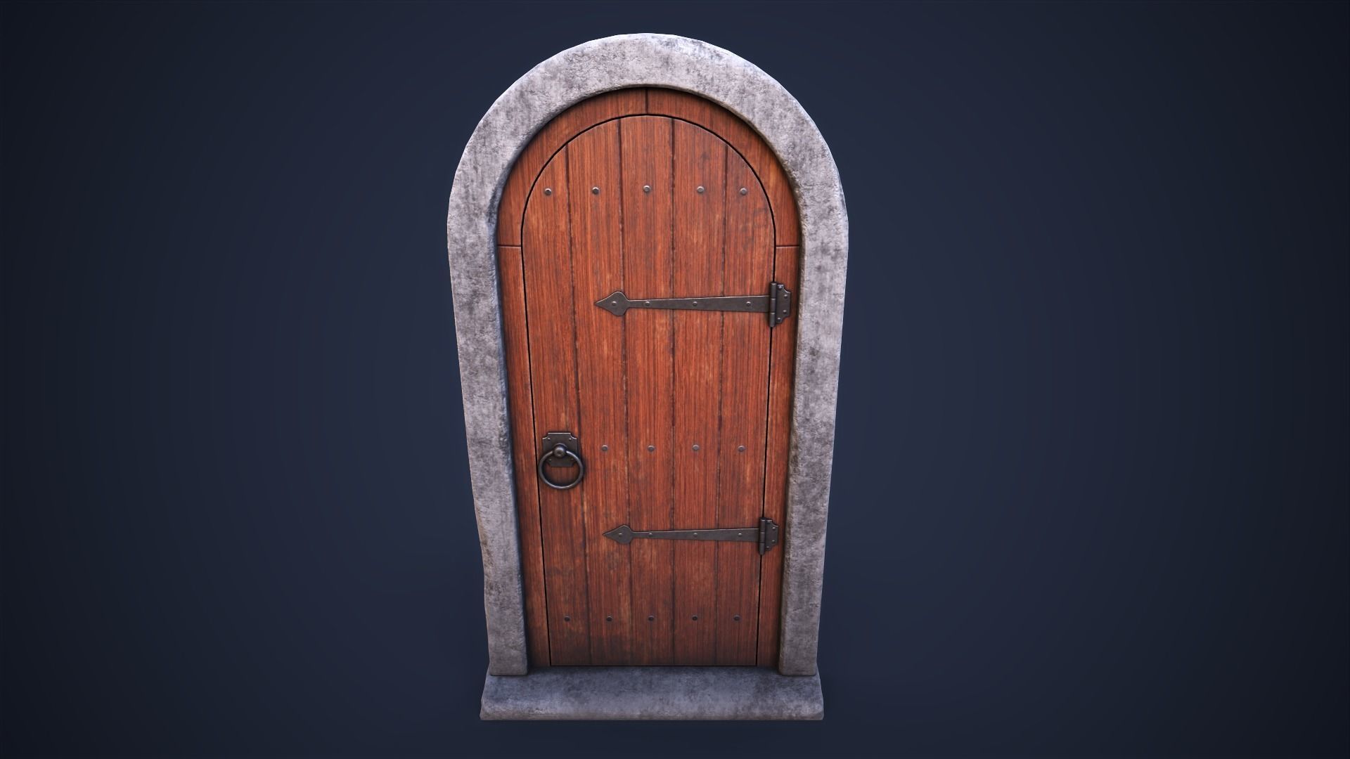 Old front small door Low-poly 3D model_3