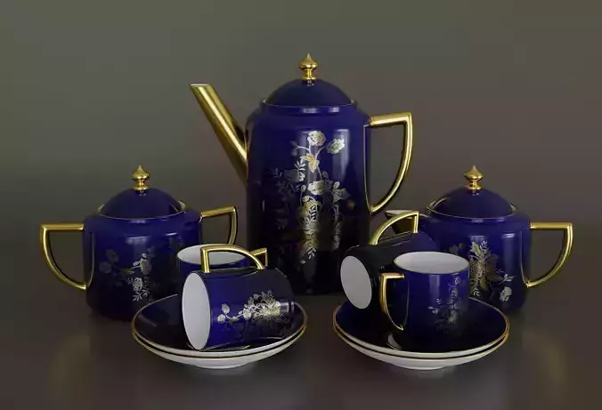 Porcelain coffee set for 4 persons 3D model