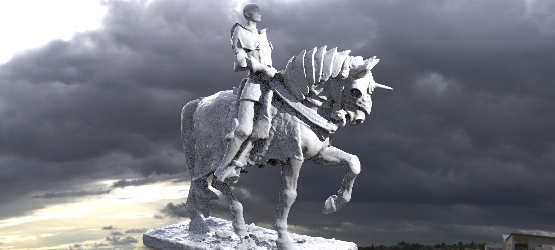 Joan of Arc War Horse Sculpture   3D model_1