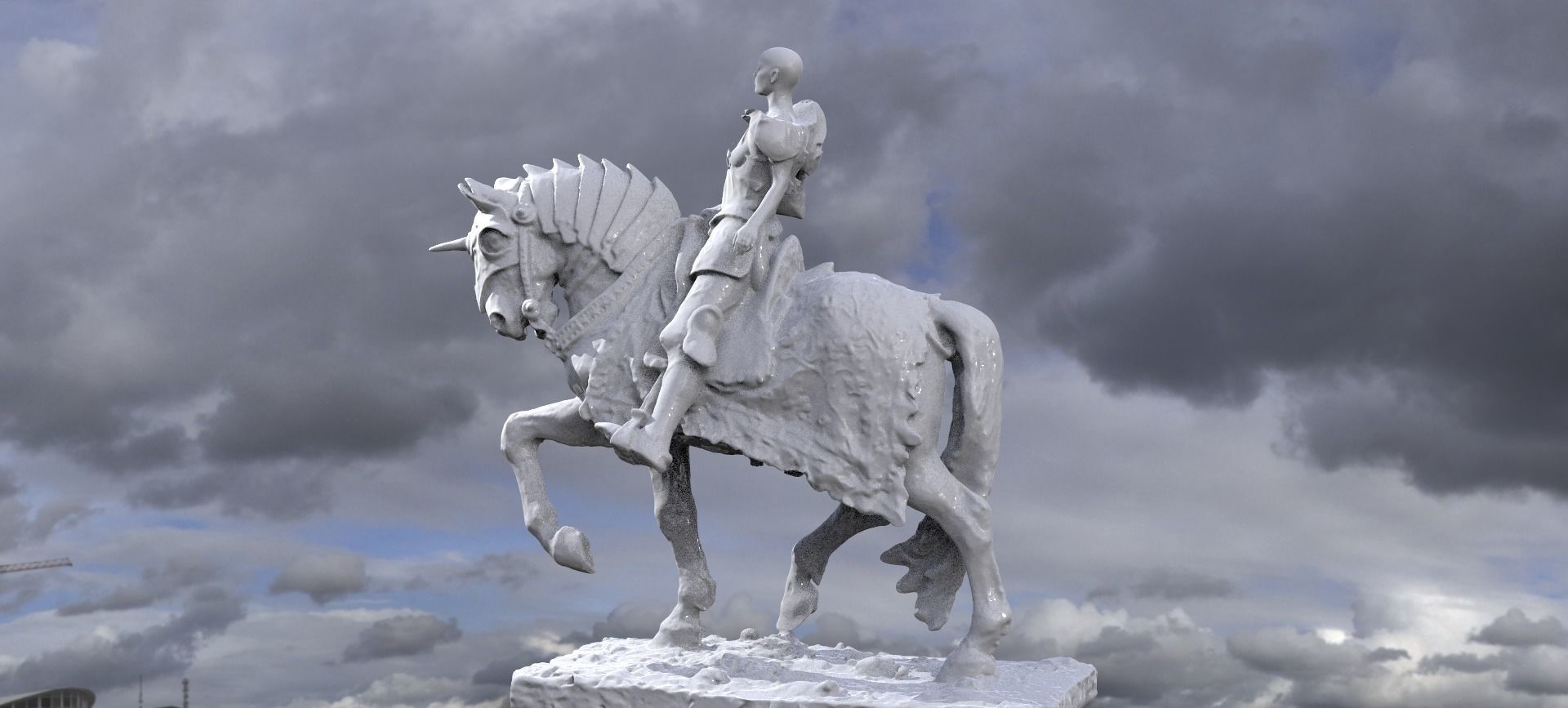 Joan of Arc War Horse Sculpture   3D model_2