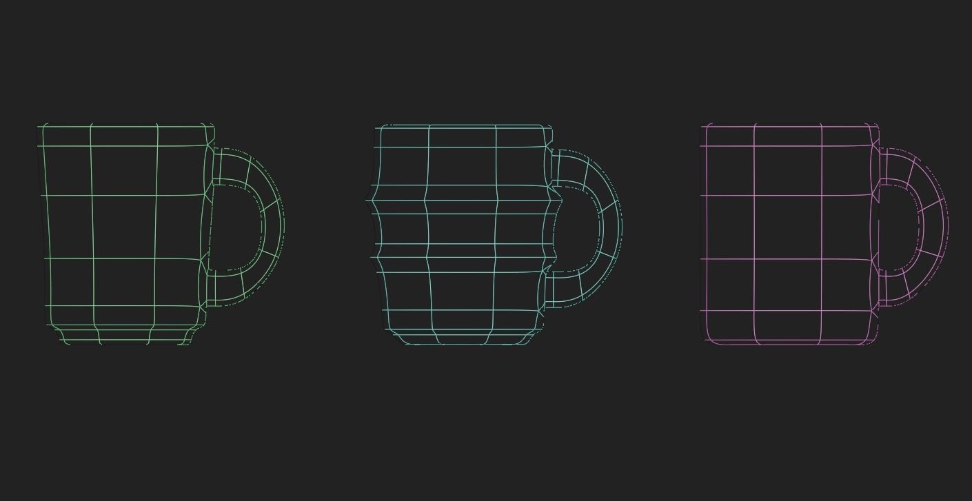 Cup - Pack of three cups Low-poly 3D model_5