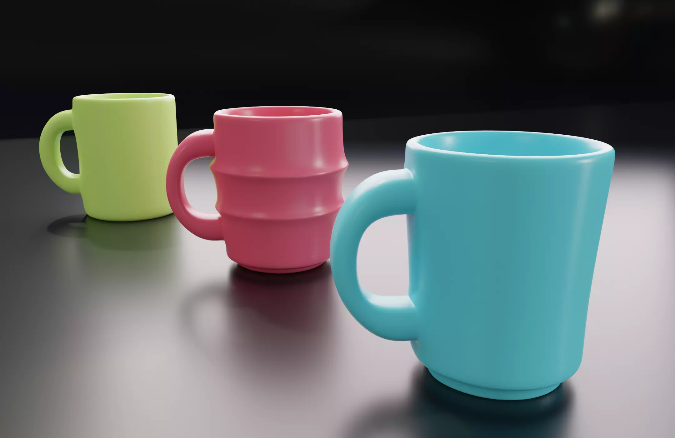Cup - Pack of three cups Low-poly 3D model_0