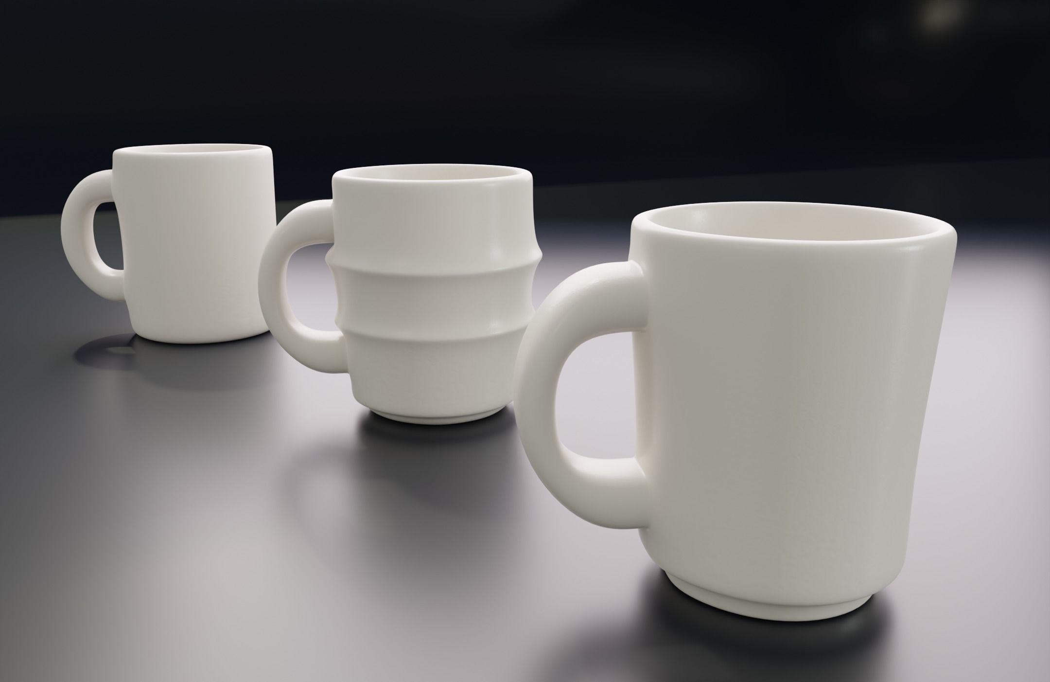 Cup - Pack of three cups Low-poly 3D model_1