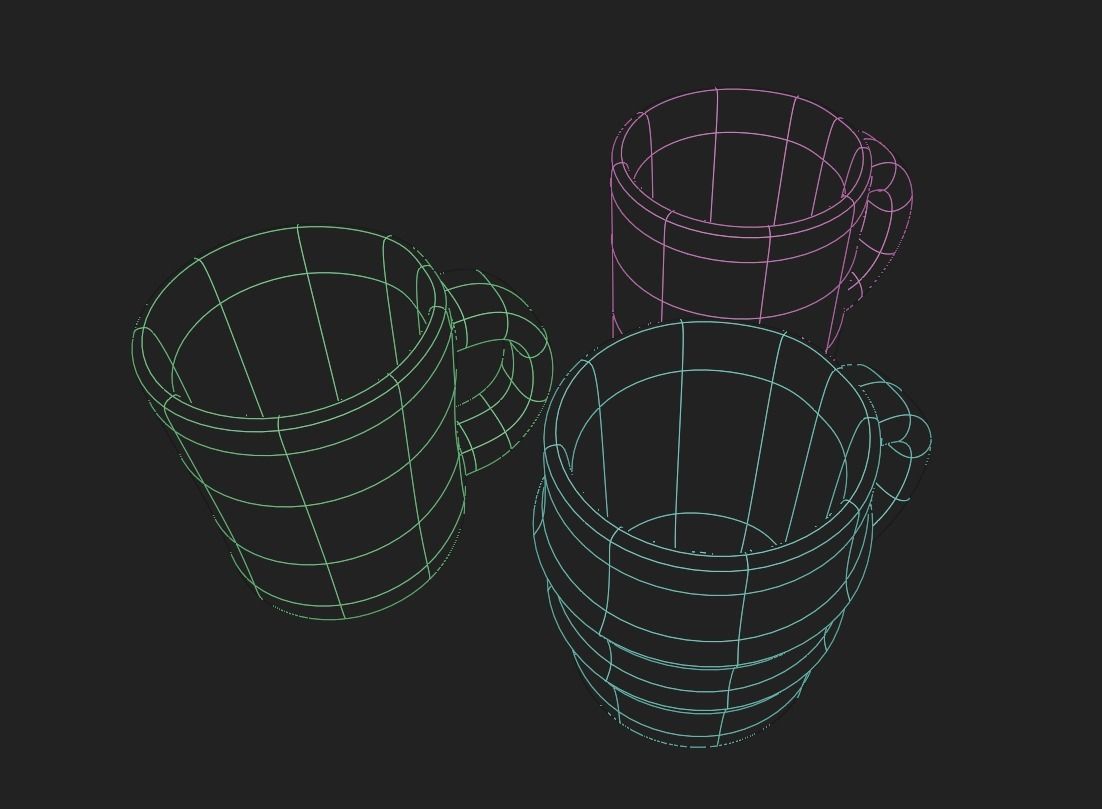 Cup - Pack of three cups Low-poly 3D model_6