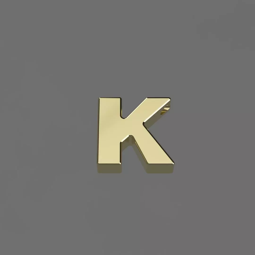 Alphabet K Letter Pendant 3D Model for Necklaces 3D print model_0
