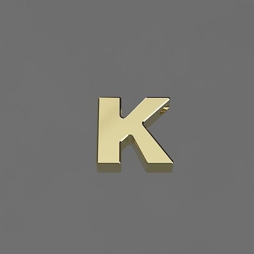 Alphabet K Letter Pendant 3D Model for Necklaces 3D print model