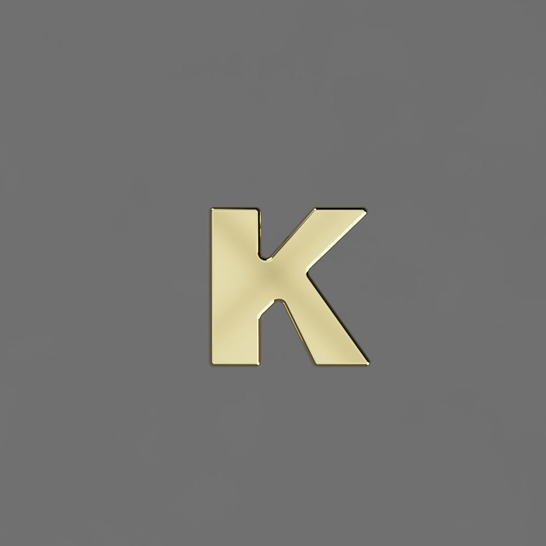Alphabet K Letter Pendant 3D Model for Necklaces 3D print model_2