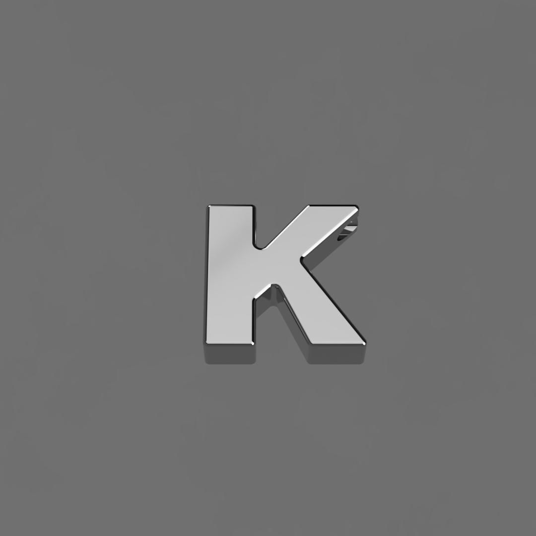 Alphabet K Letter Pendant 3D Model for Necklaces 3D print model_1