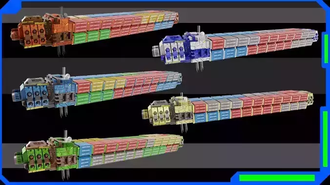sci-fi container cargo ship Low-poly 3D model