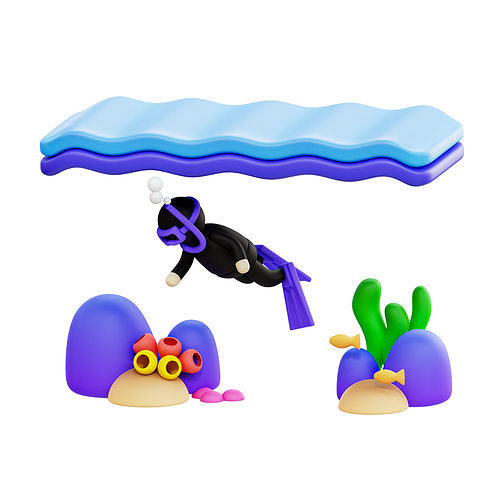 Underwater Swimming Low-poly 3D model