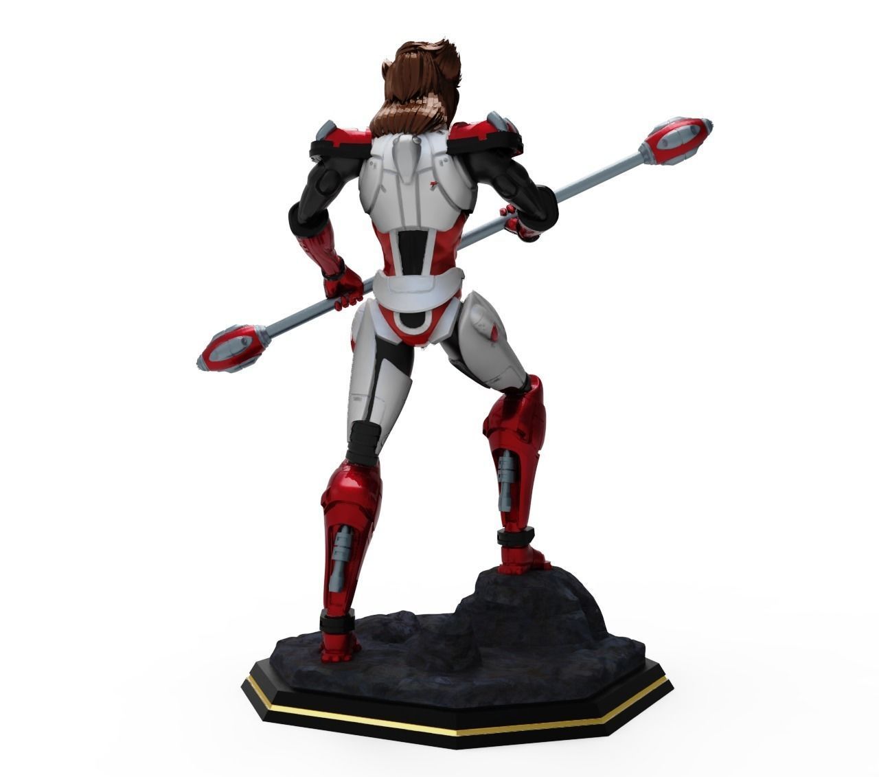 Starzinger man holding spear 3D print model_12