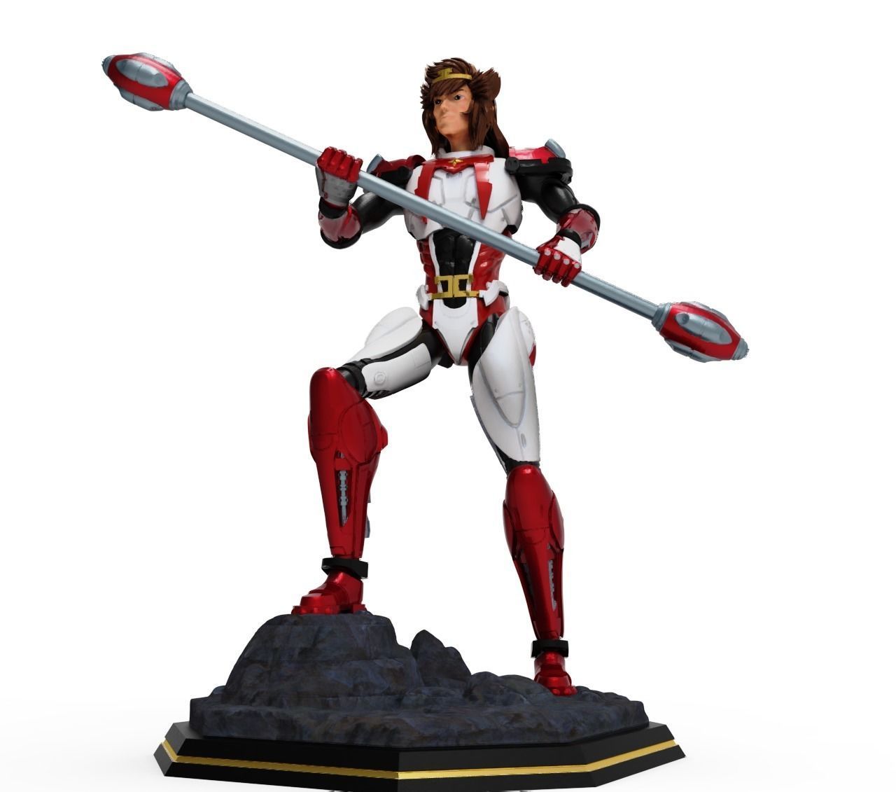Starzinger man holding spear 3D print model_11