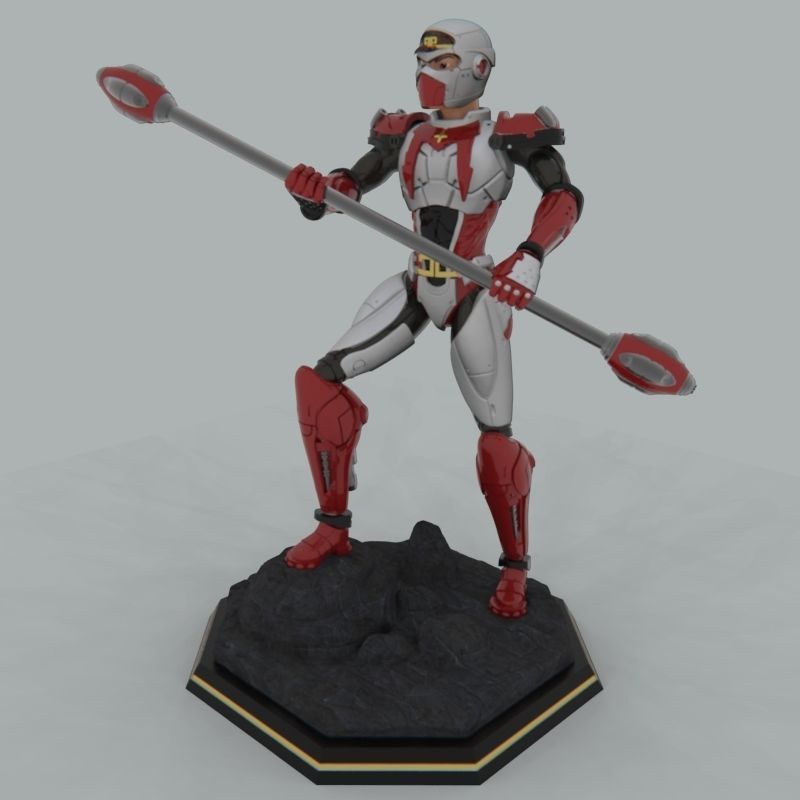 Starzinger man holding spear 3D print model_2