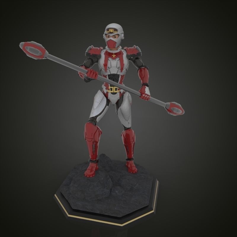 Starzinger man holding spear 3D print model_6