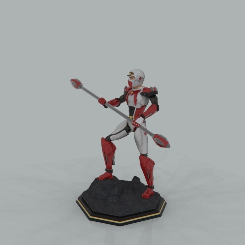 Starzinger man holding spear 3D print model_3