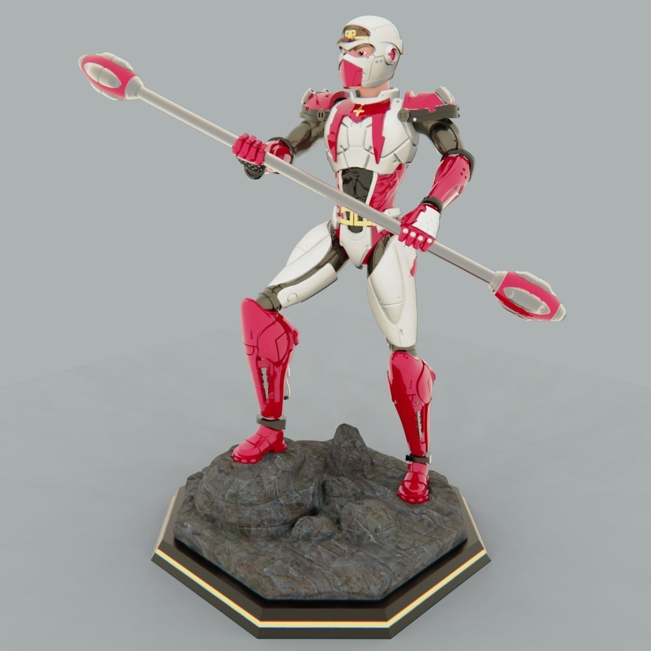 Starzinger man holding spear 3D print model_5