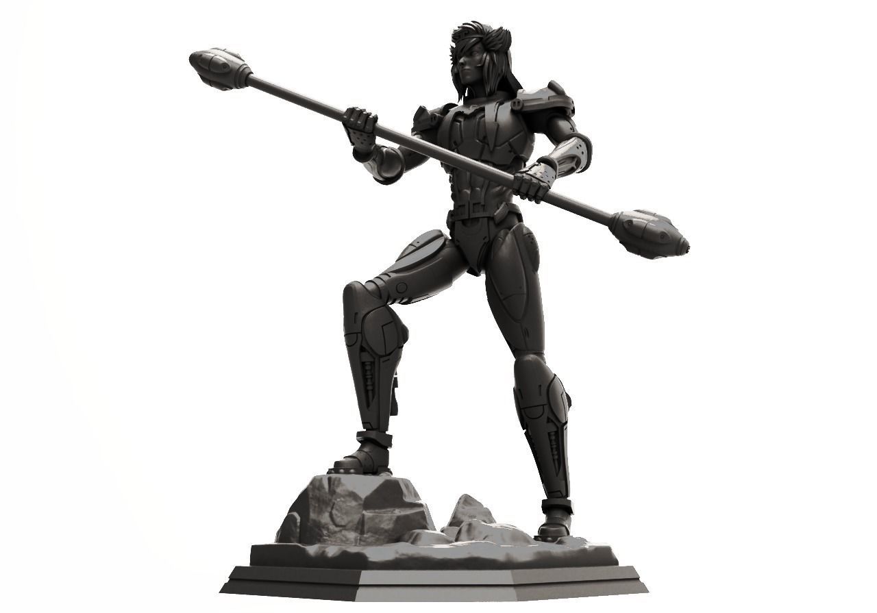 Starzinger man holding spear 3D print model_13