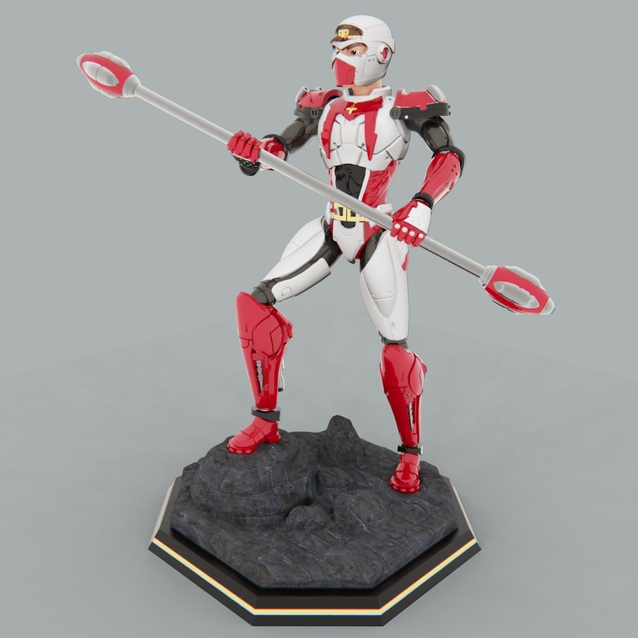 Starzinger man holding spear 3D print model_4