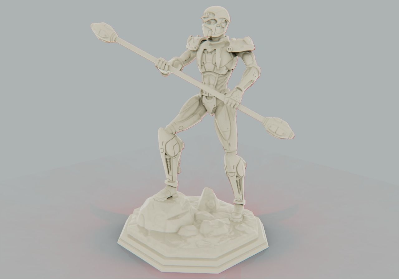 Starzinger man holding spear 3D print model_8