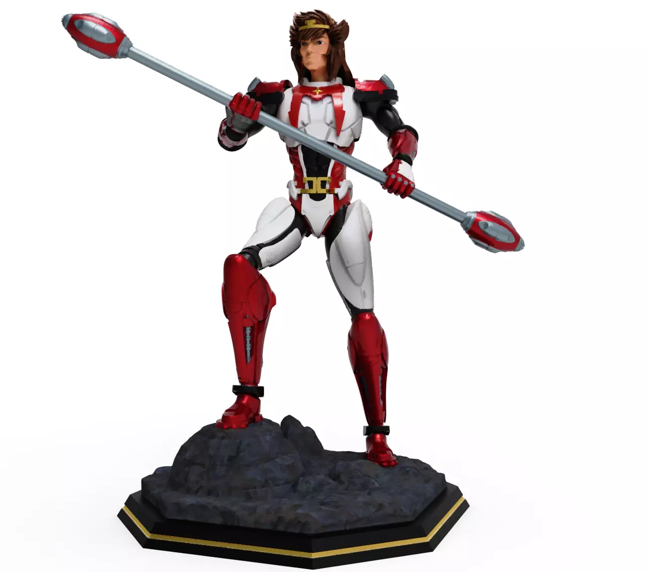 Starzinger man holding spear 3D print model_0