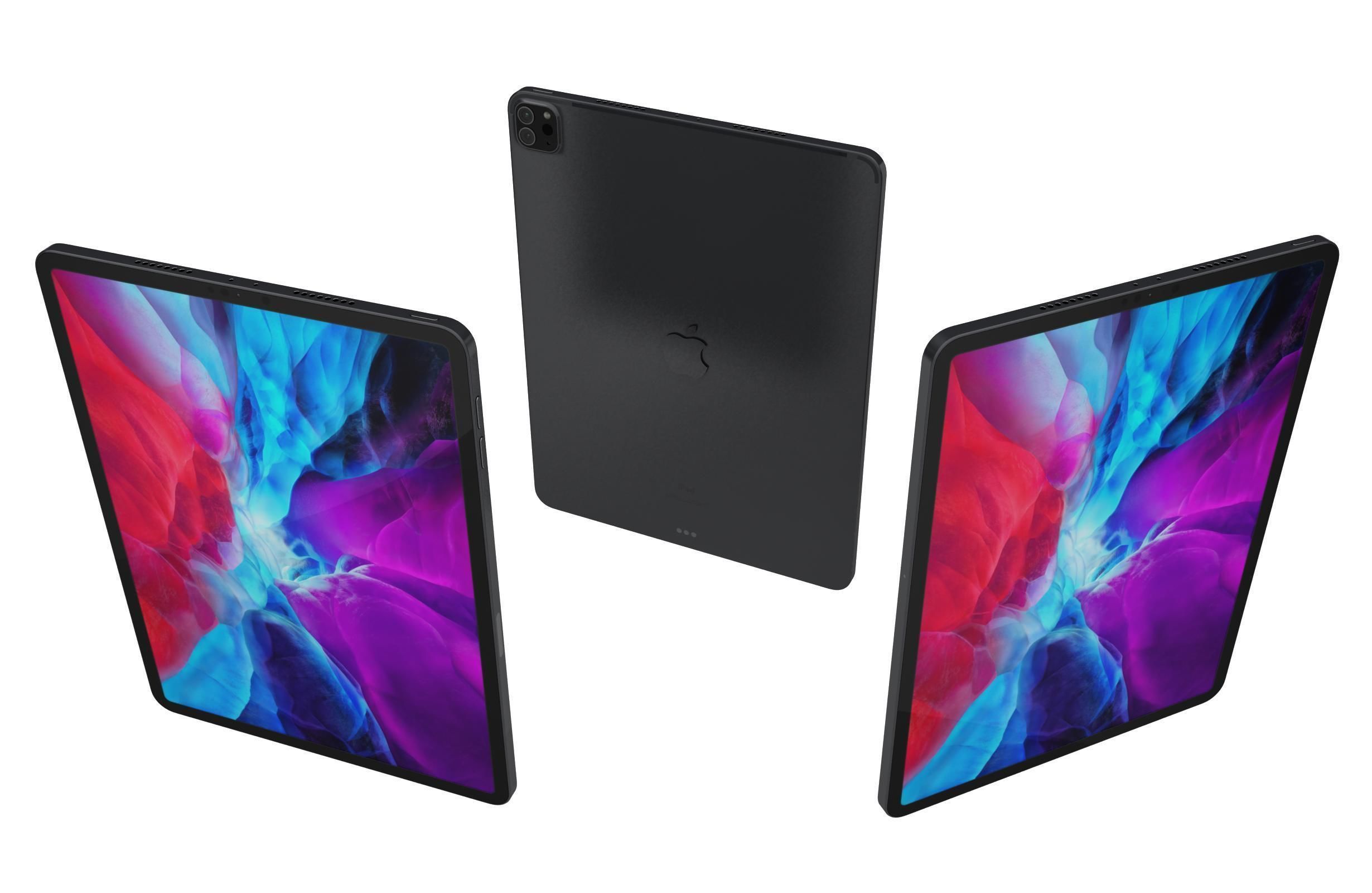 Apple iPad Pro 12 9 Space Gray And Silver Low-poly 3D model_2