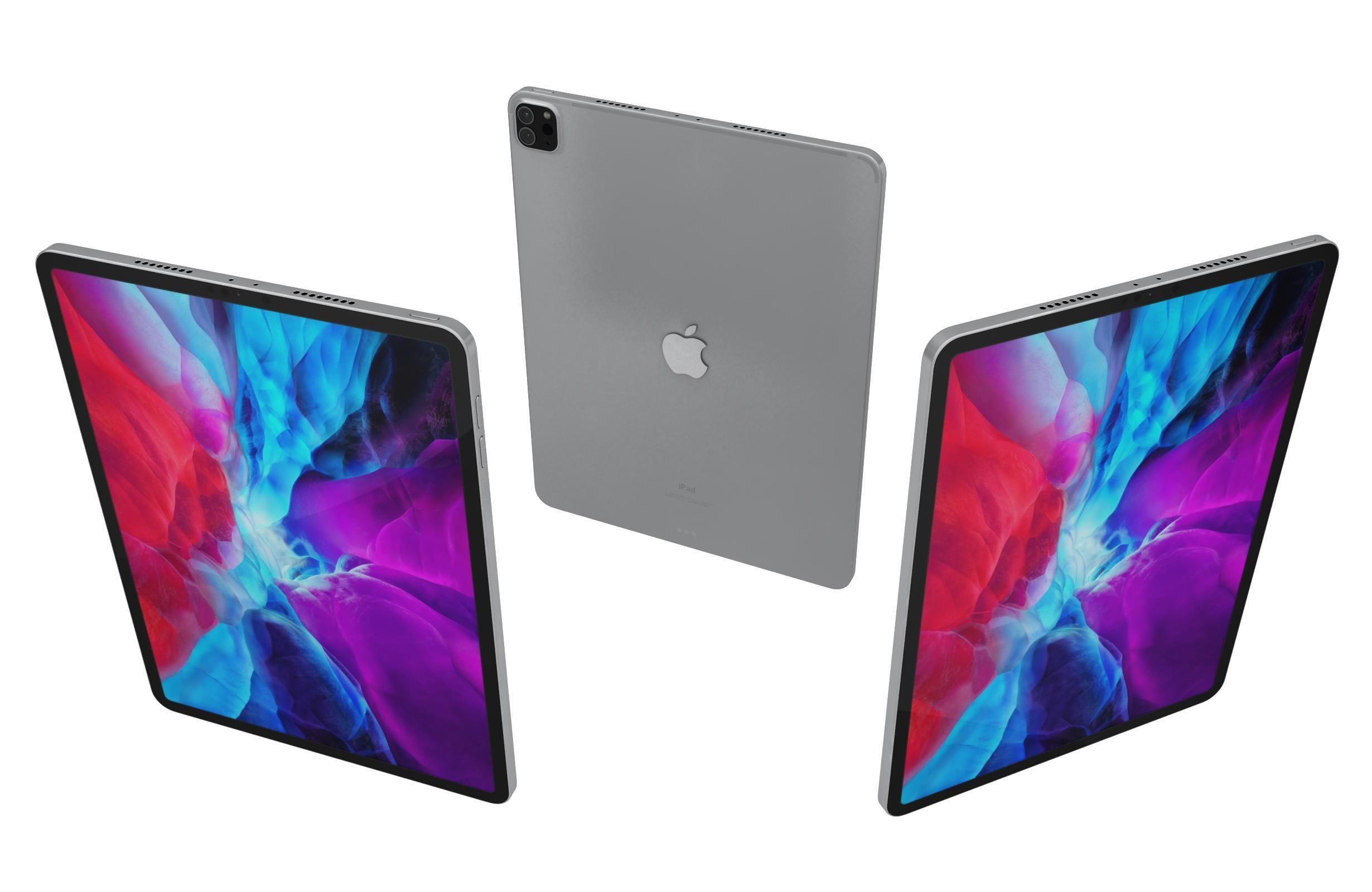 Apple iPad Pro 12 9 Space Gray And Silver Low-poly 3D model_3