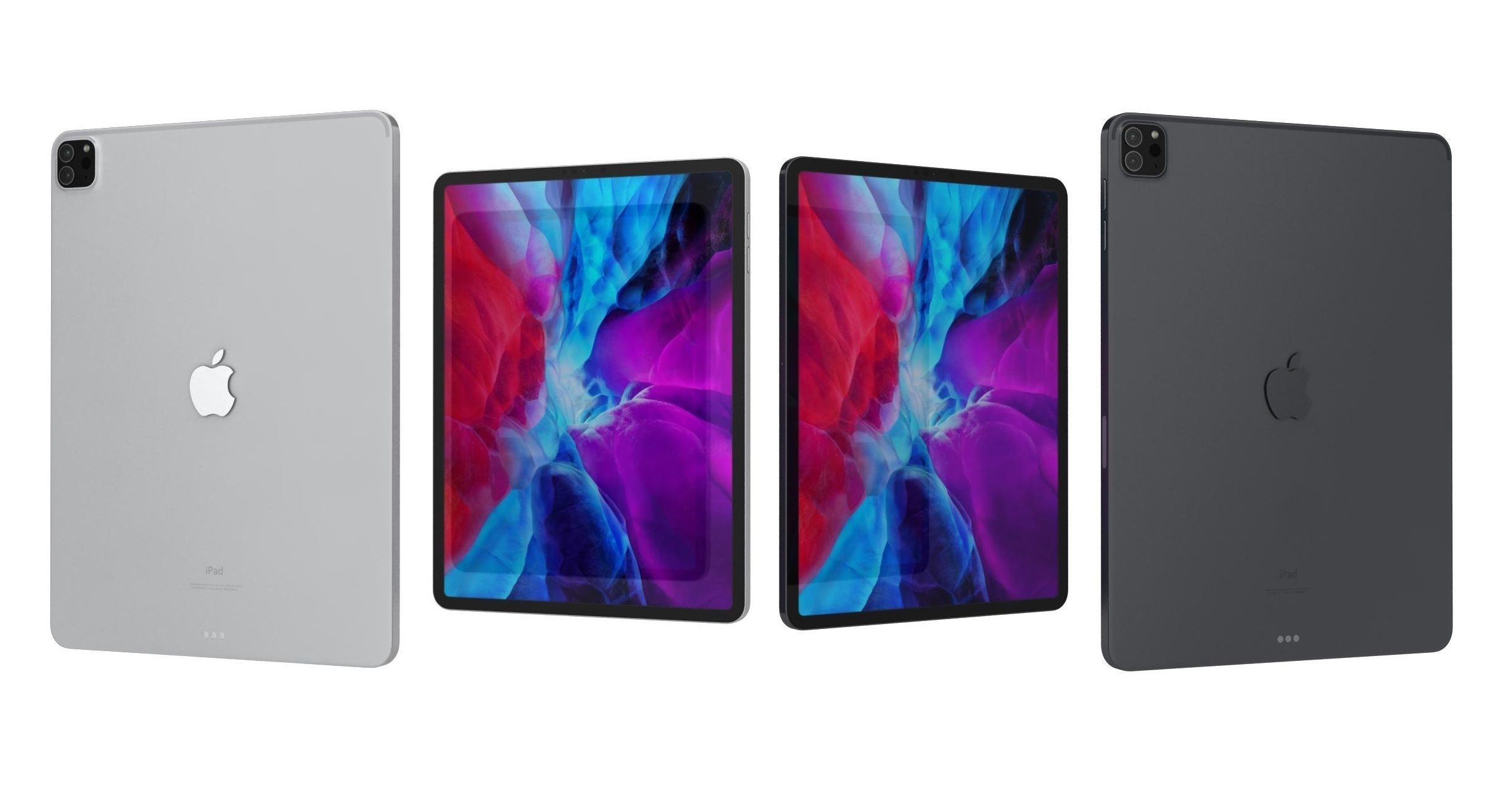 Apple iPad Pro 12 9 Space Gray And Silver Low-poly 3D model_30