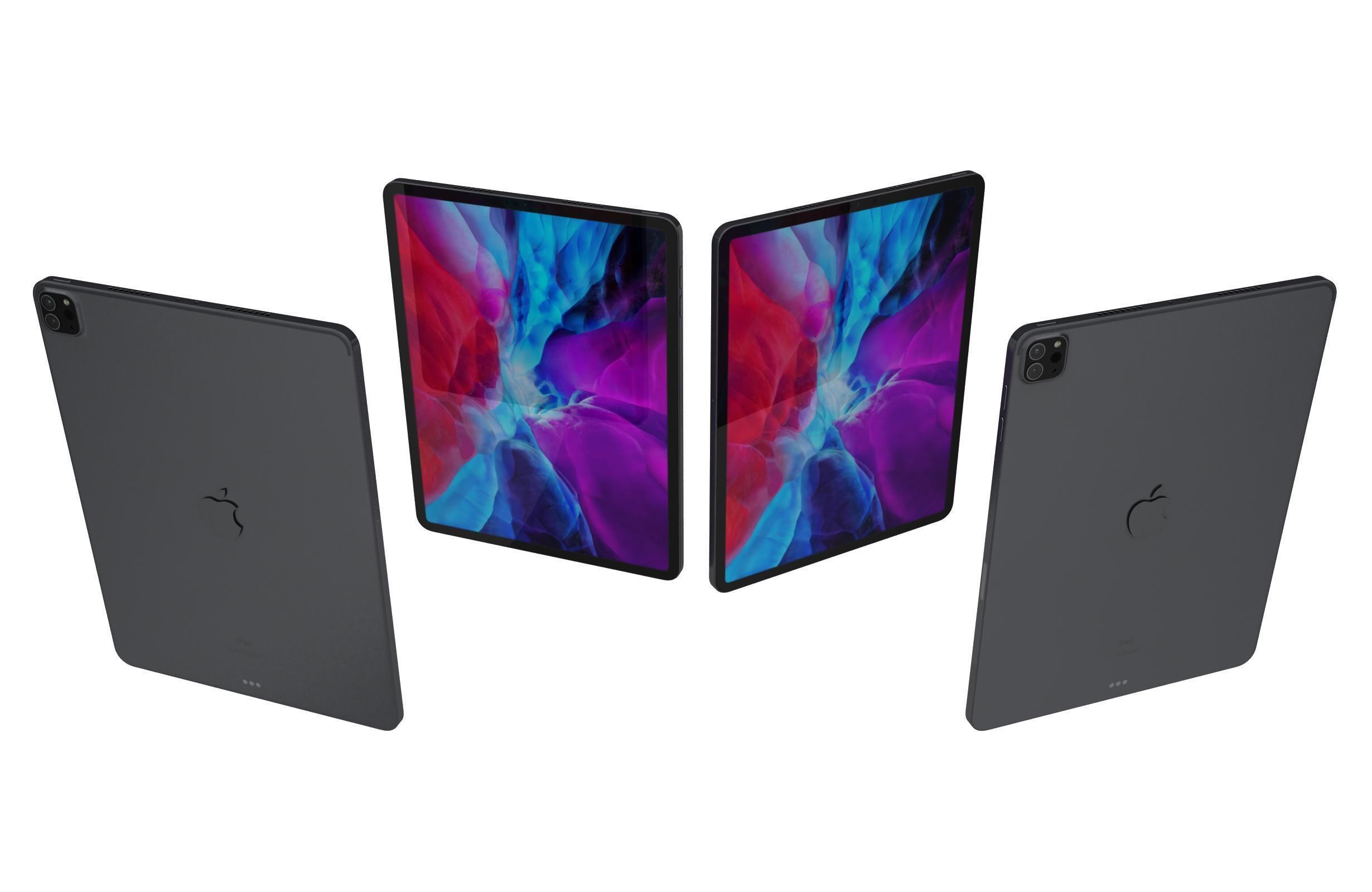 Apple iPad Pro 12 9 Space Gray And Silver Low-poly 3D model_9