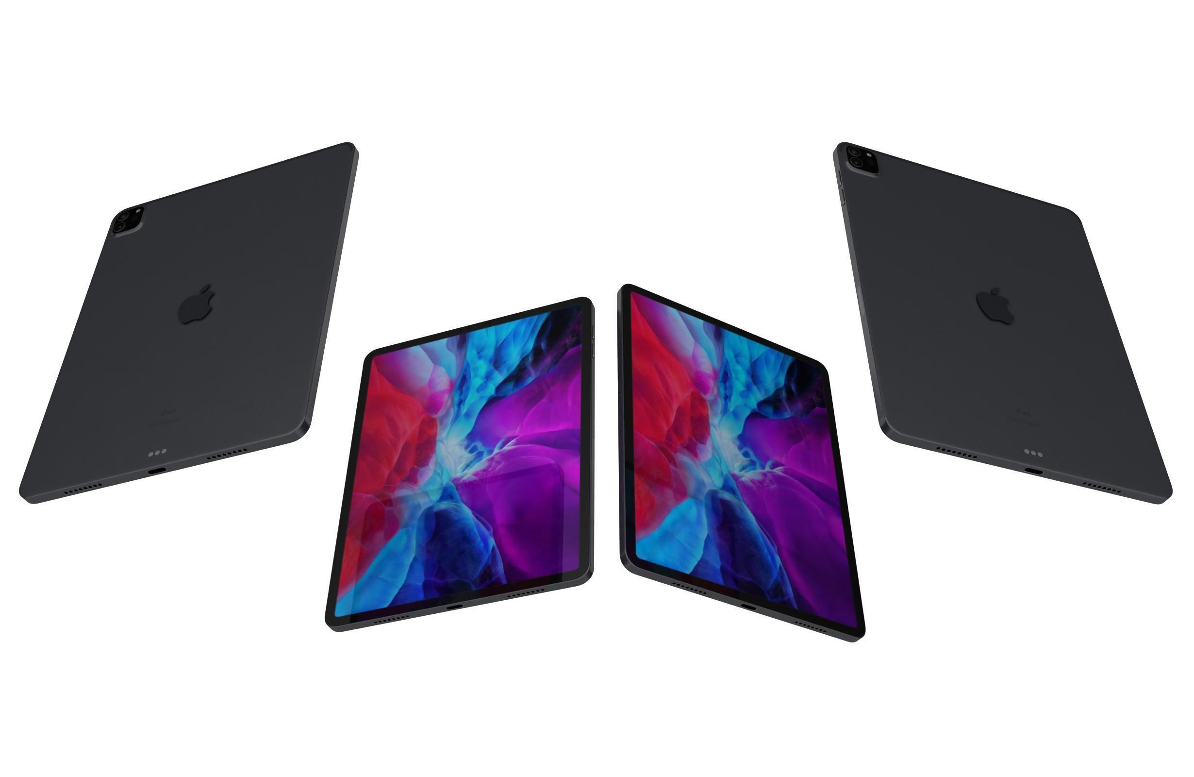 Apple iPad Pro 12 9 Space Gray And Silver Low-poly 3D model_11