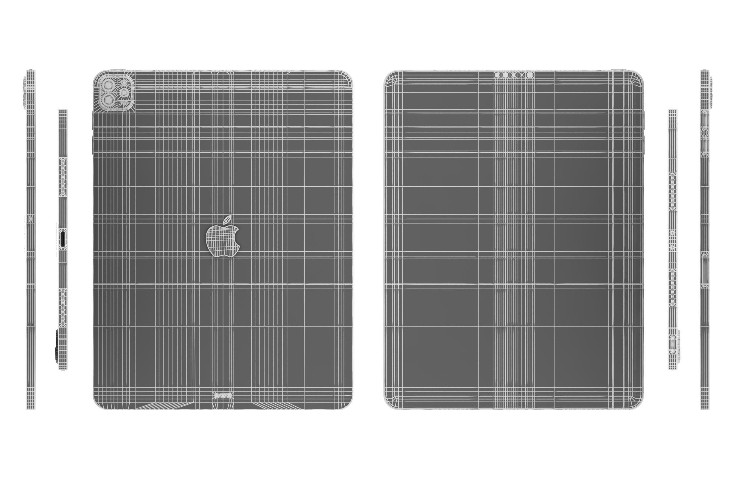 Apple iPad Pro 12 9 Space Gray And Silver Low-poly 3D model_20