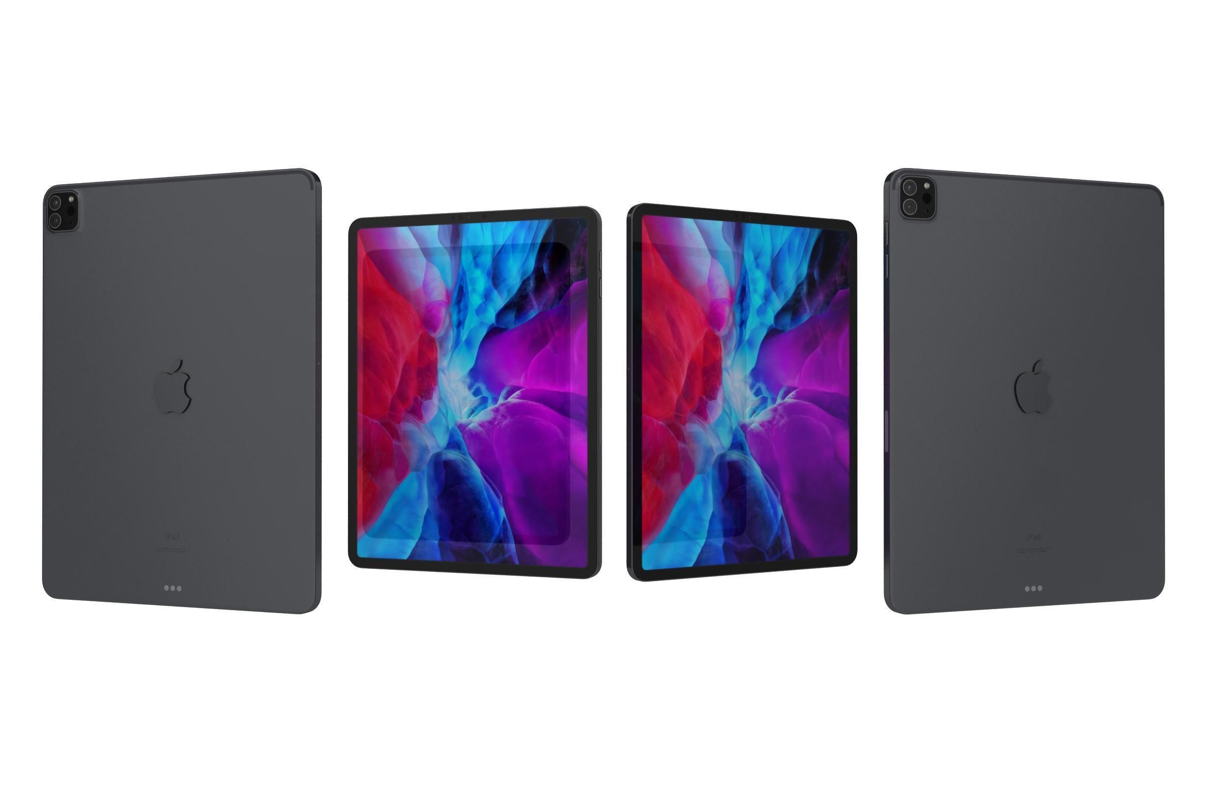 Apple iPad Pro 12 9 Space Gray And Silver Low-poly 3D model_7
