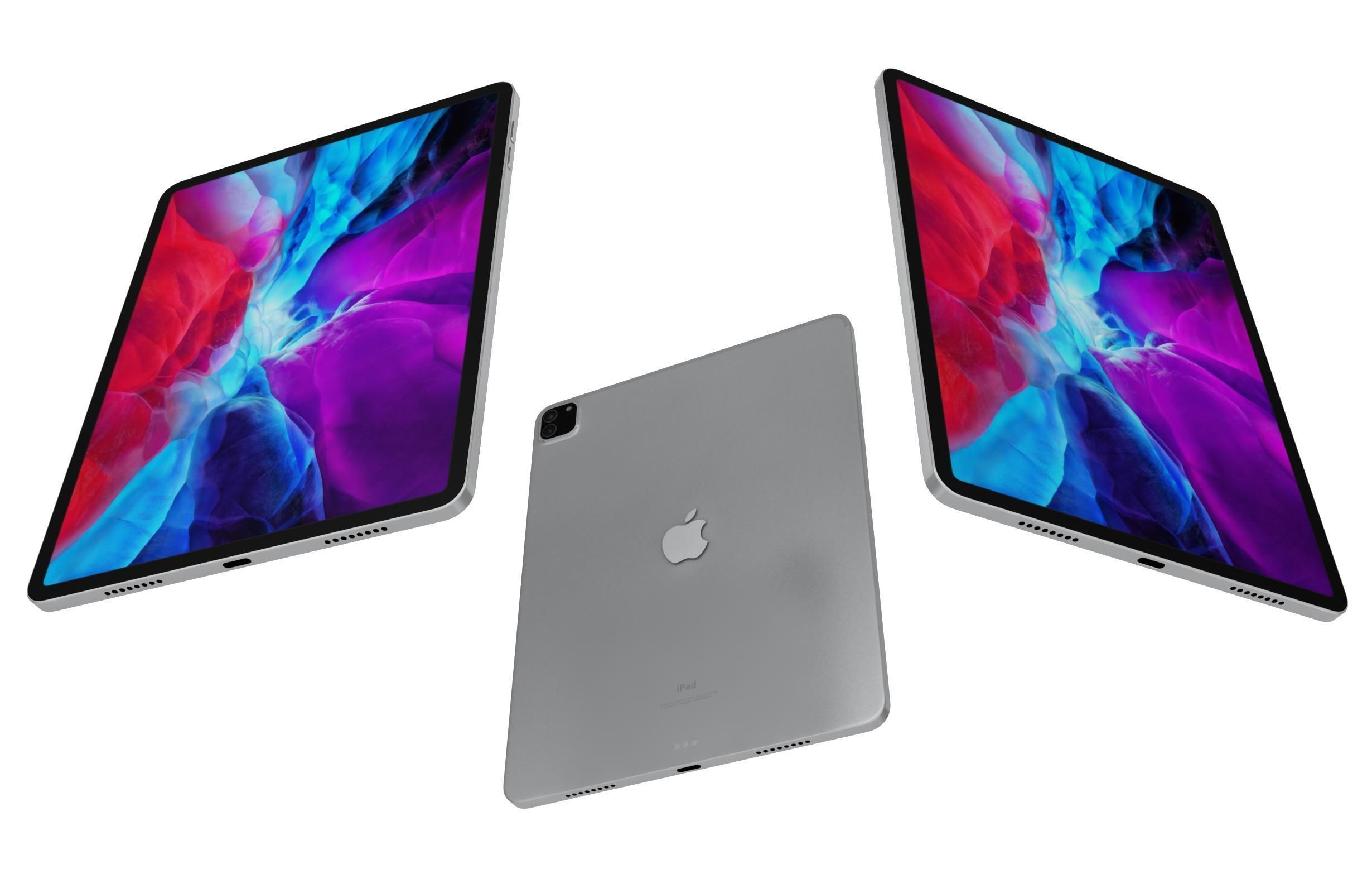 Apple iPad Pro 12 9 Space Gray And Silver Low-poly 3D model_4