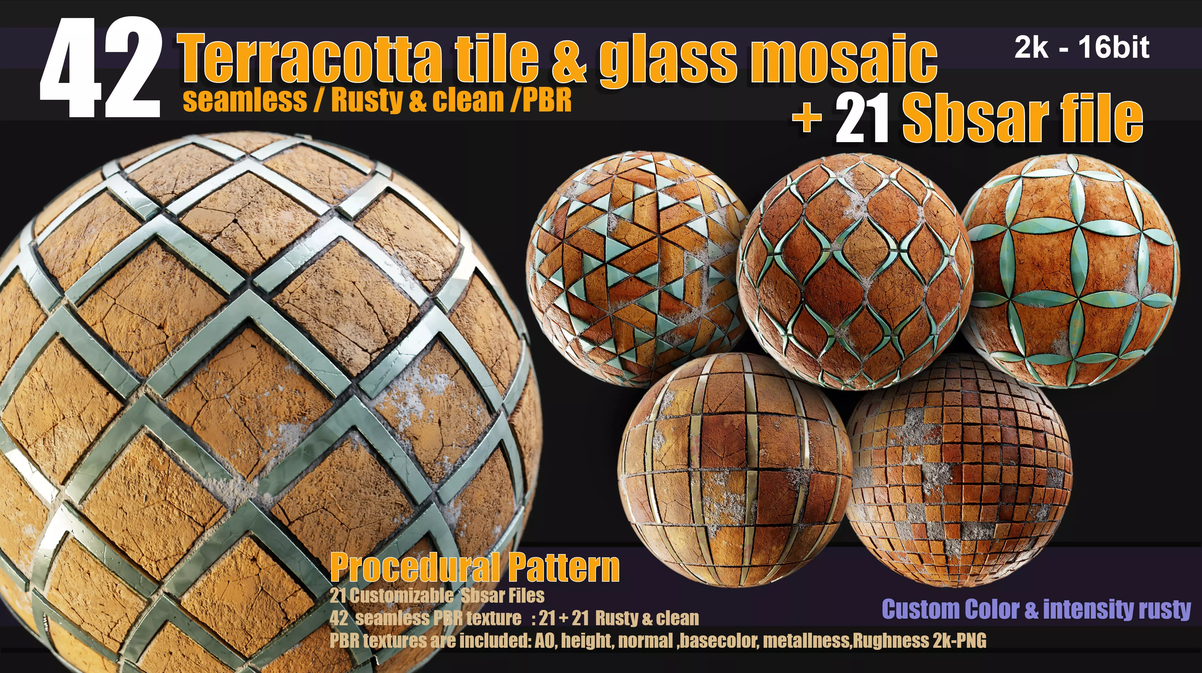 Terracotta tiles and glass mosaics Texture_0