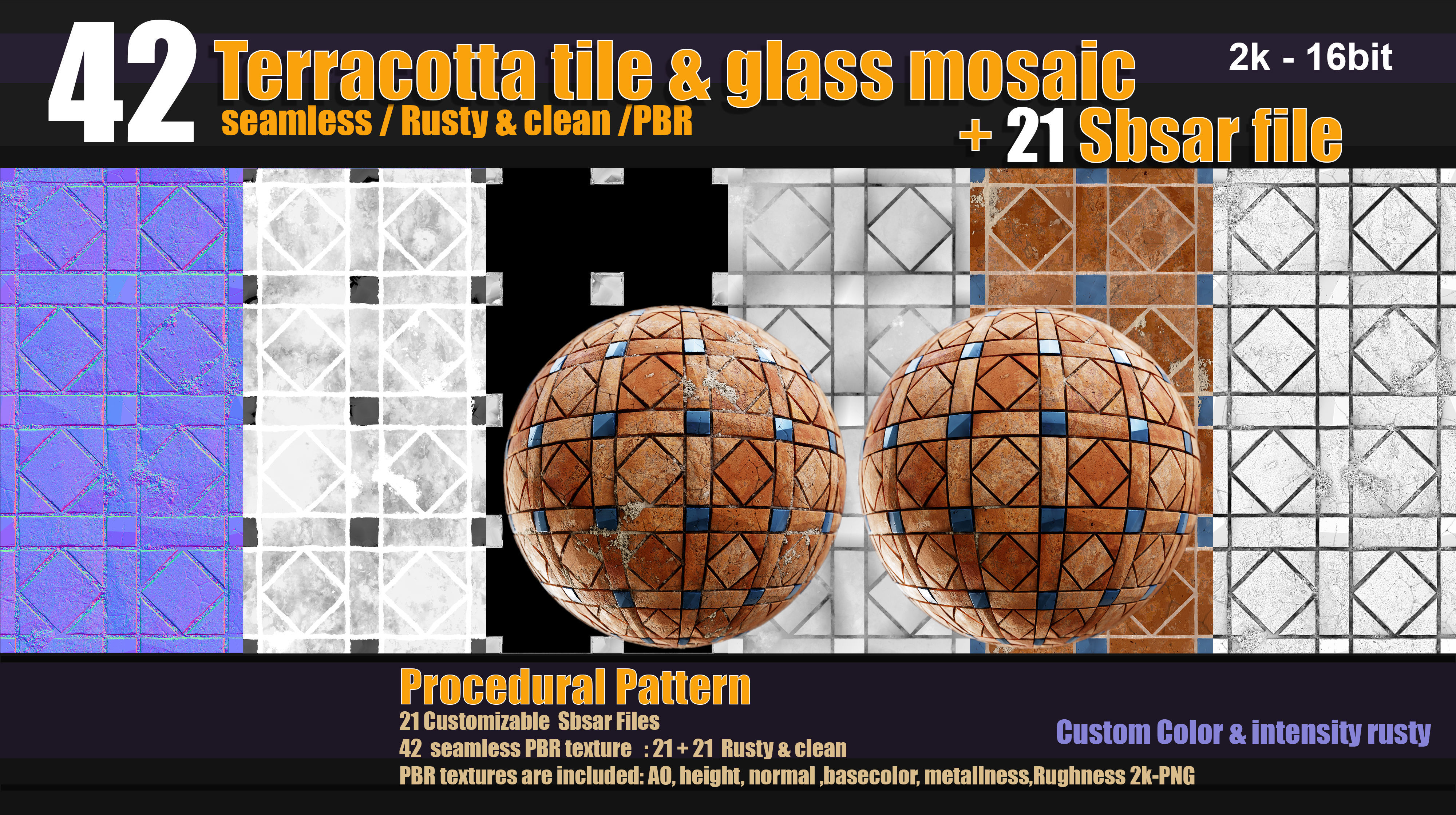 Terracotta tiles and glass mosaics Texture_7