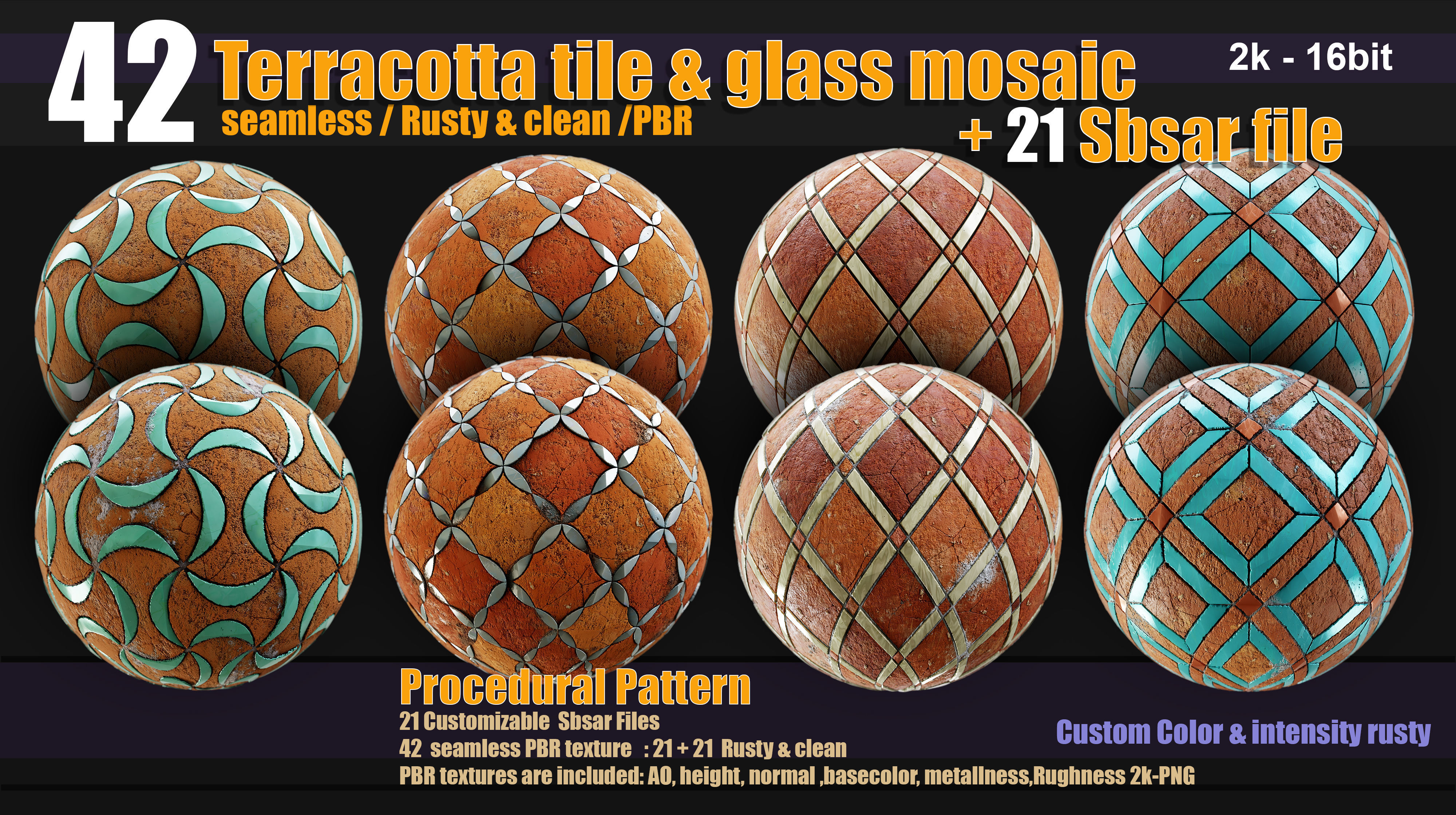 Terracotta tiles and glass mosaics Texture_2
