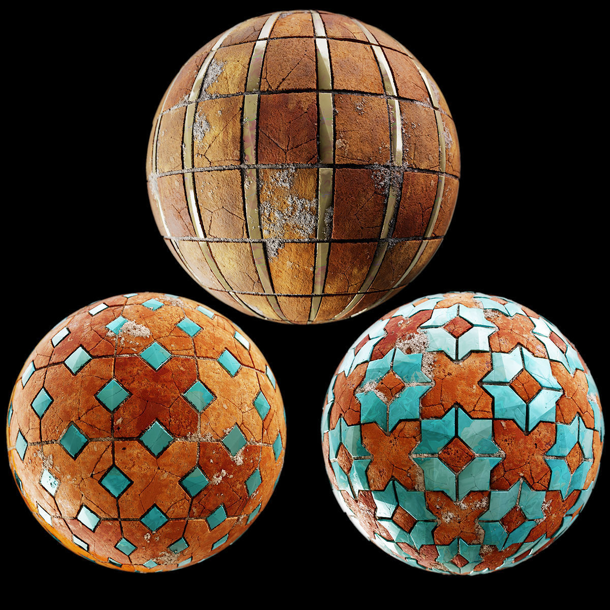 Terracotta tiles and glass mosaics Texture_12